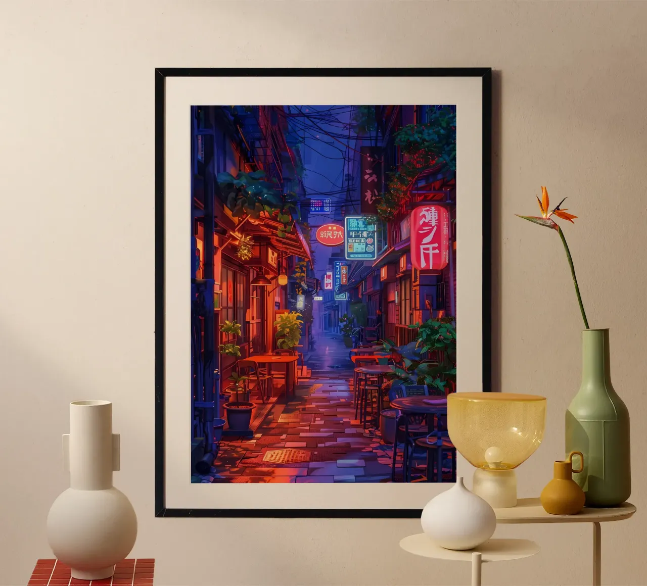 Accogliente via delle Anime poster con telaio in alluminio da Ginnery