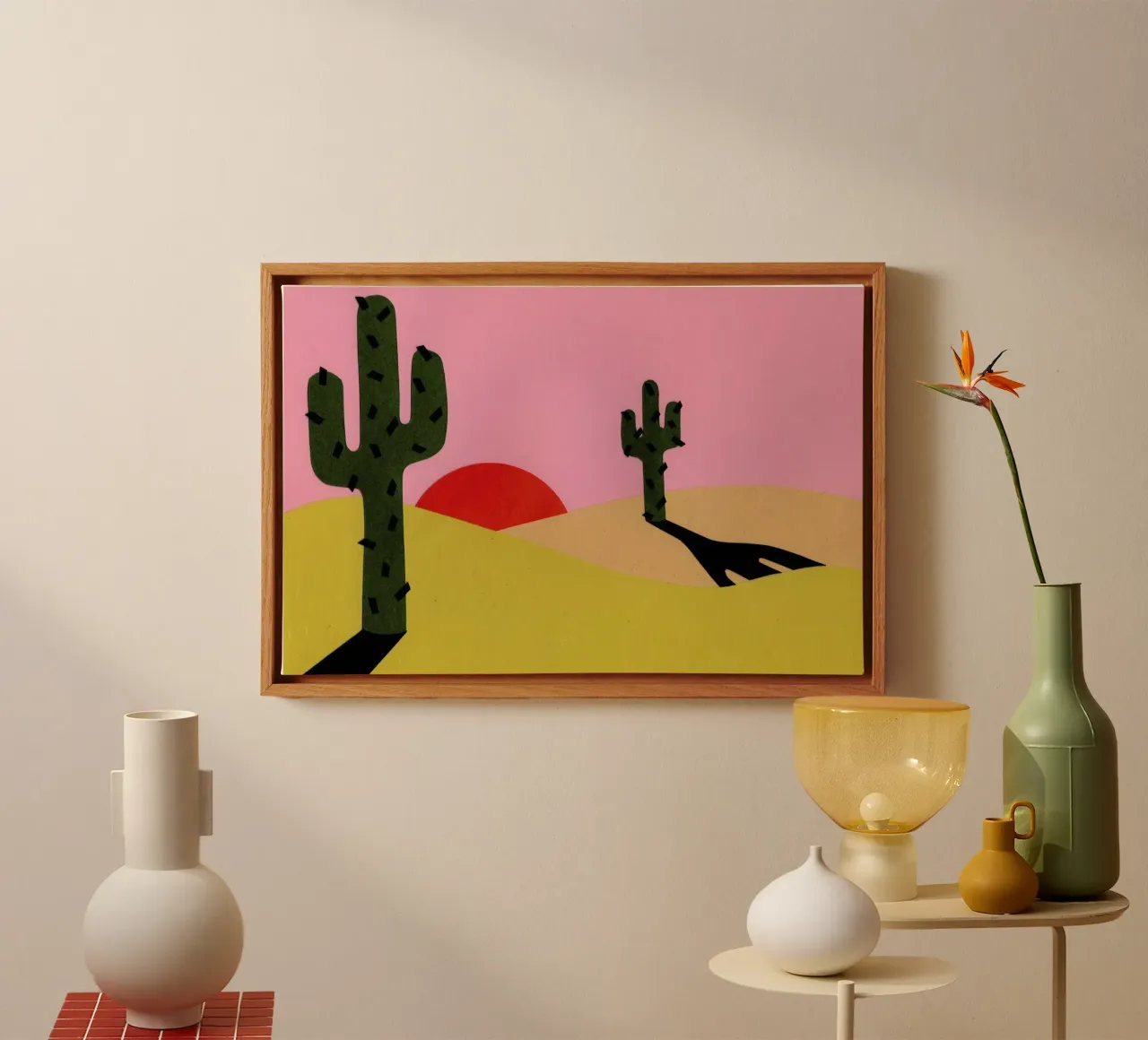 Two Cacti In The Desert Sun canvas met Baklijst van Rosi Feist