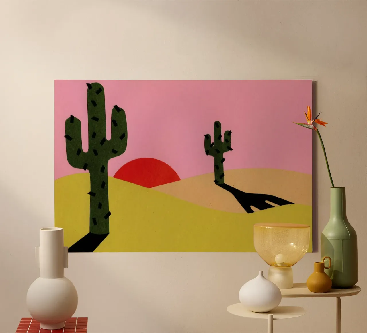 Two Cacti In The Desert Sun canvas met Baklijst van Rosi Feist