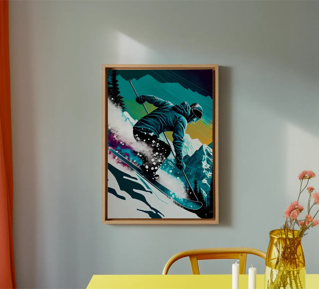 Skiën Vintage Skiën canvas met Baklijst van Mikesell