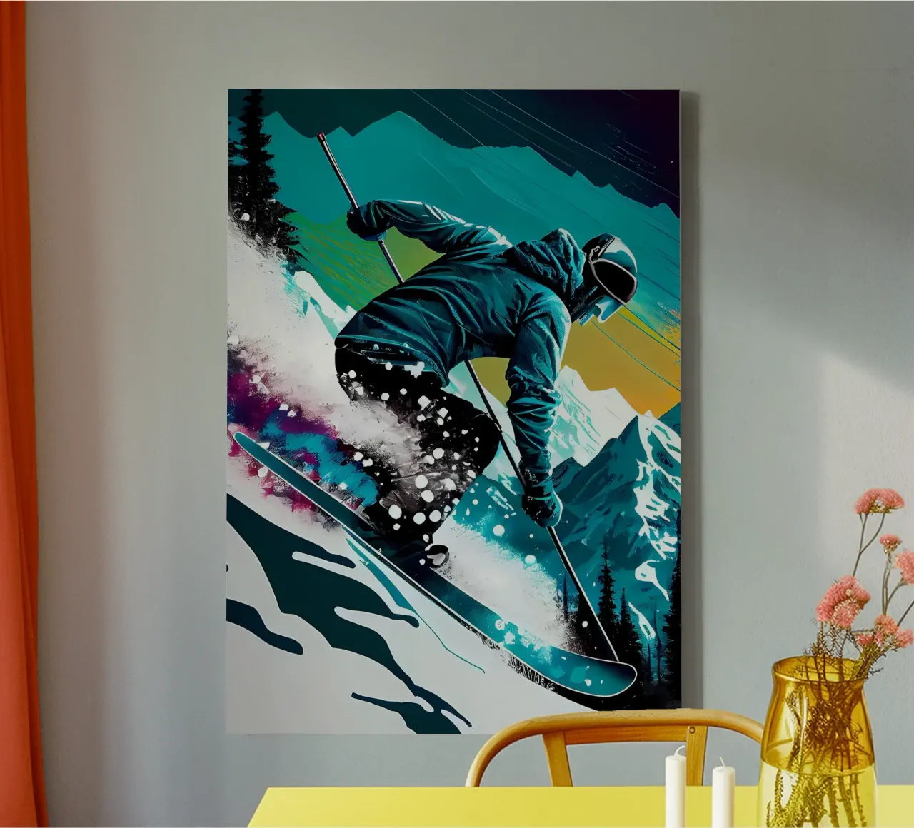 Skiën Vintage Skiën canvas met Baklijst van Mikesell