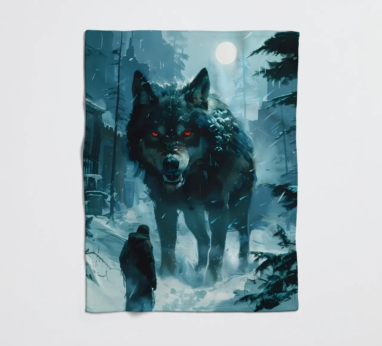 Lupo vichingo Fenrir coperta in pile da Ginnery