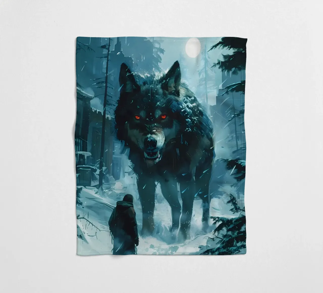 Lupo vichingo Fenrir coperta in pile da Ginnery