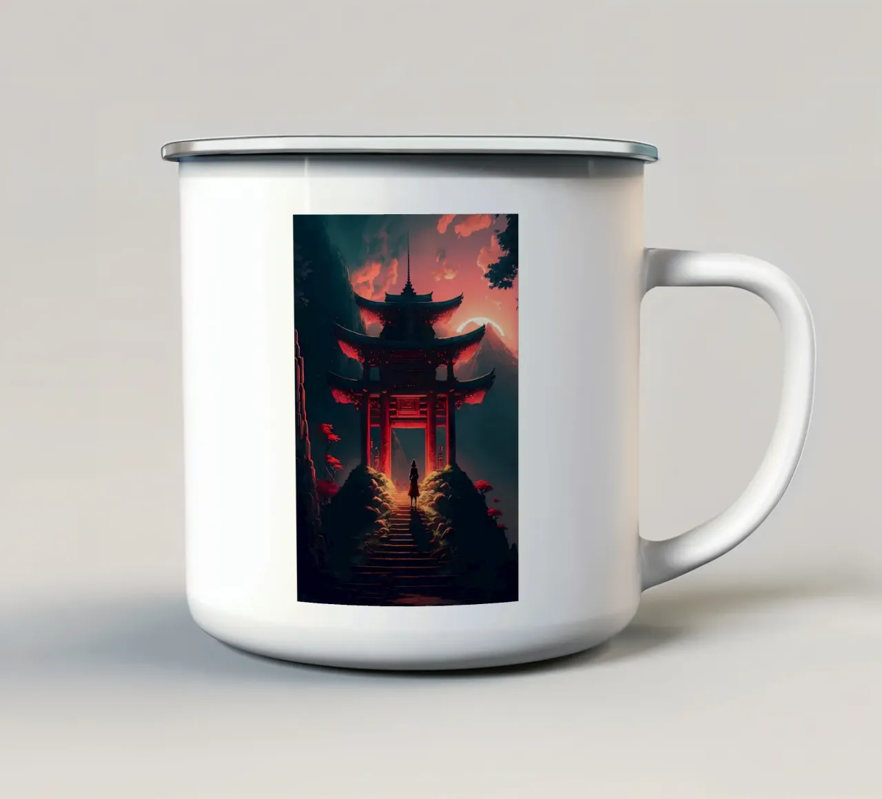 Tempio giapponese Giappone tazza in smalto da Mikesell