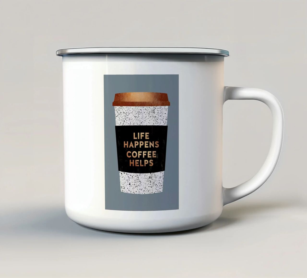 Life Happens - Coffee Helps 2 tazza in smalto da Elisabeth Fredriksson