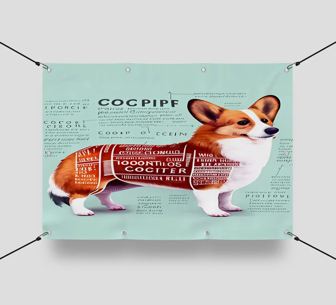 Anatomia di un Welsh Corgi telo in pvc da Mikesell