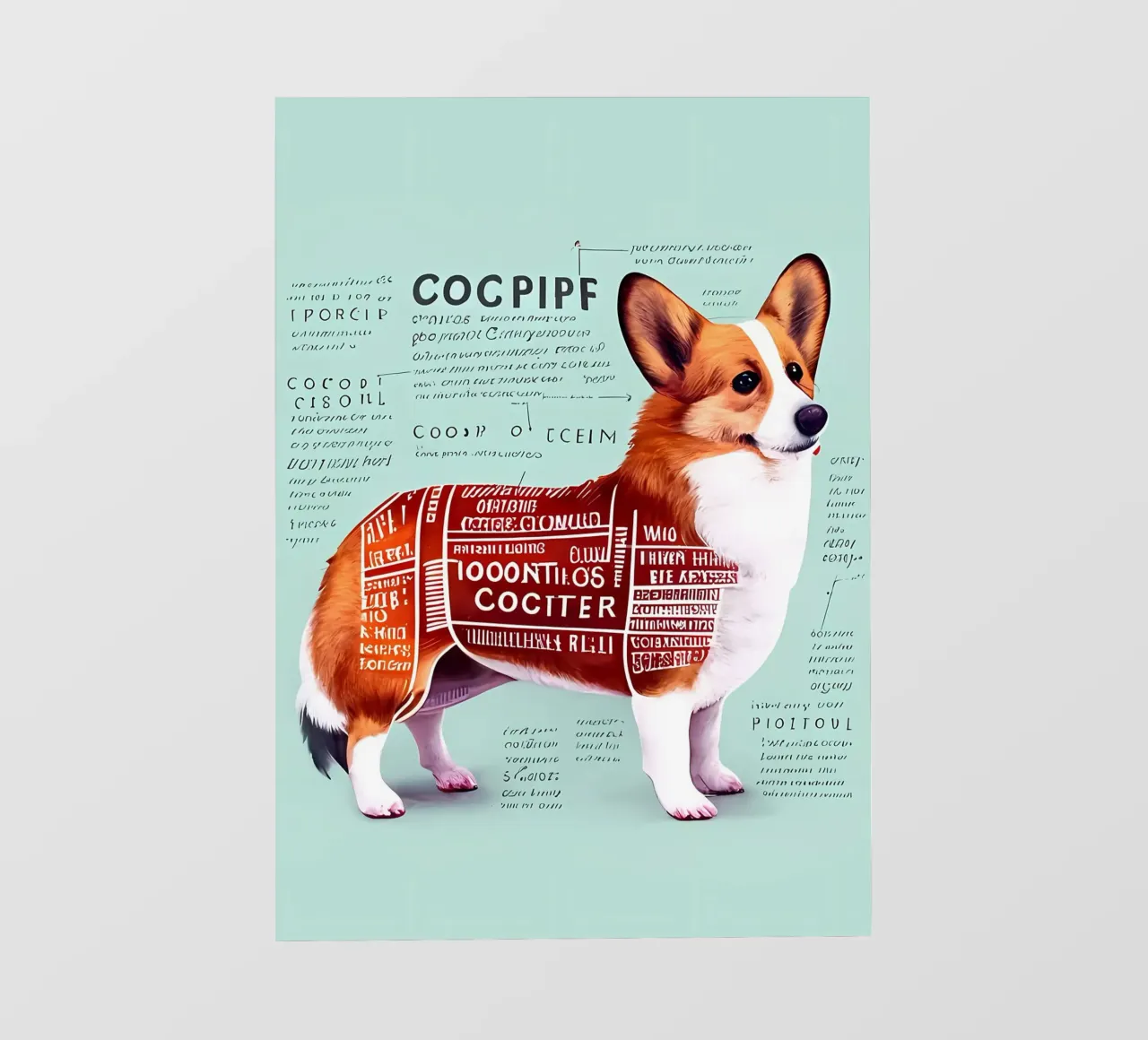 Anatomia di un Welsh Corgi telo in pvc da Mikesell