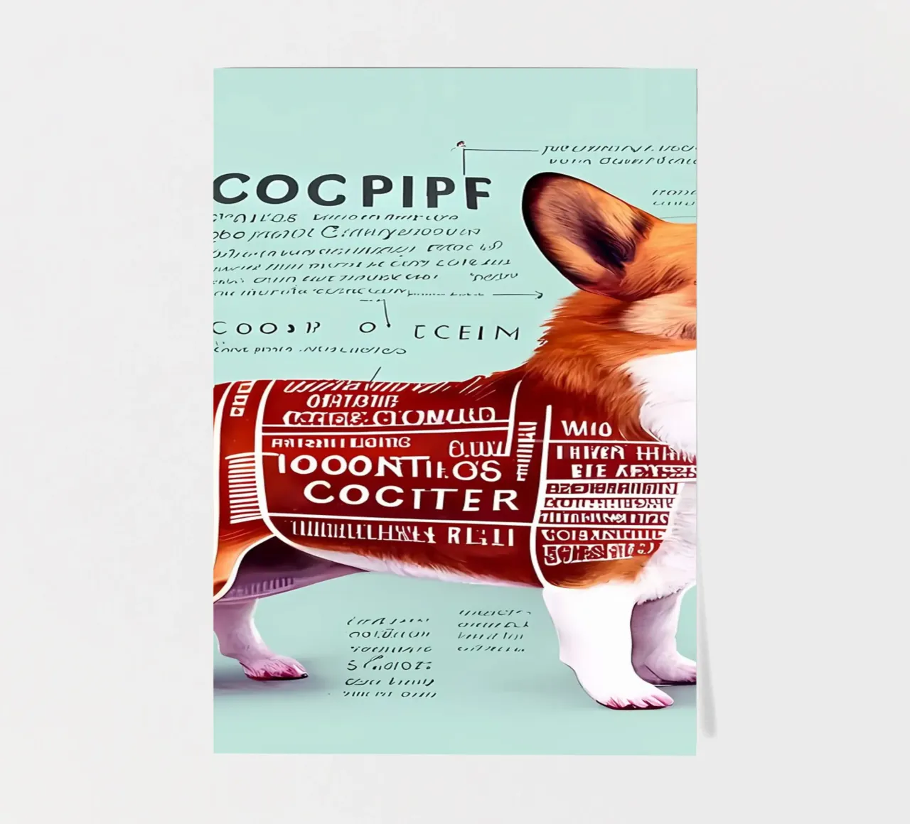 Anatomia di un Welsh Corgi foglio adesivo da Mikesell