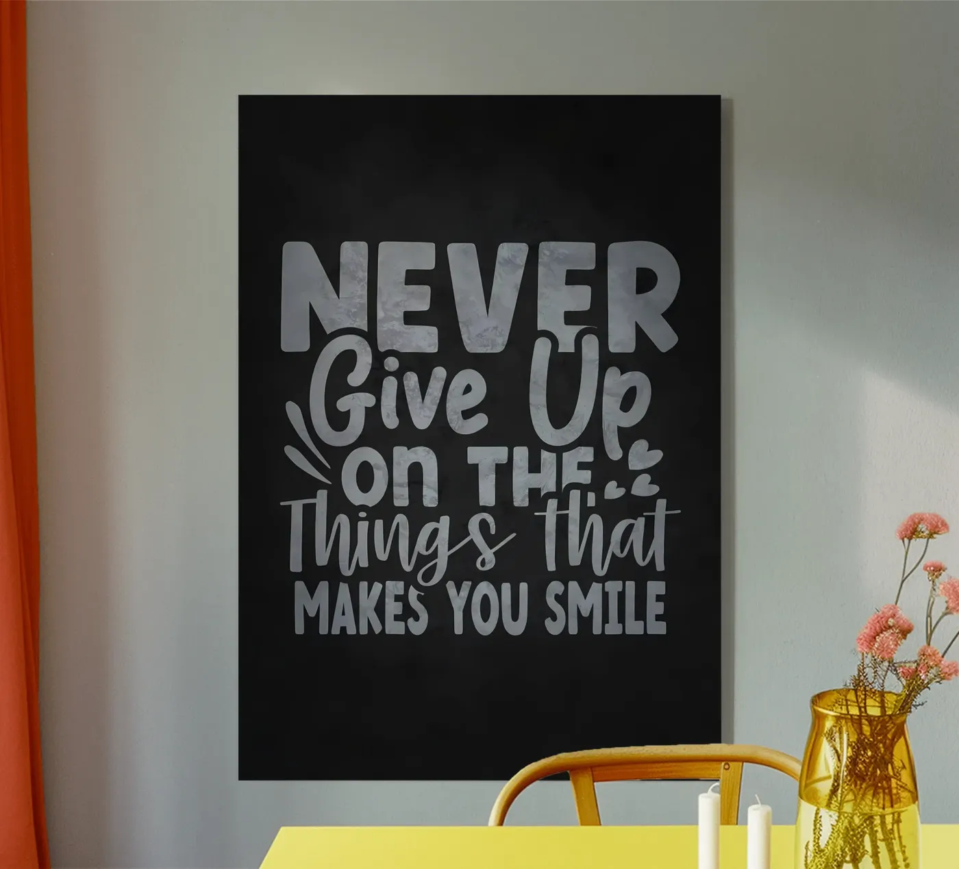 Never Give Up plexiglass da Delaplane