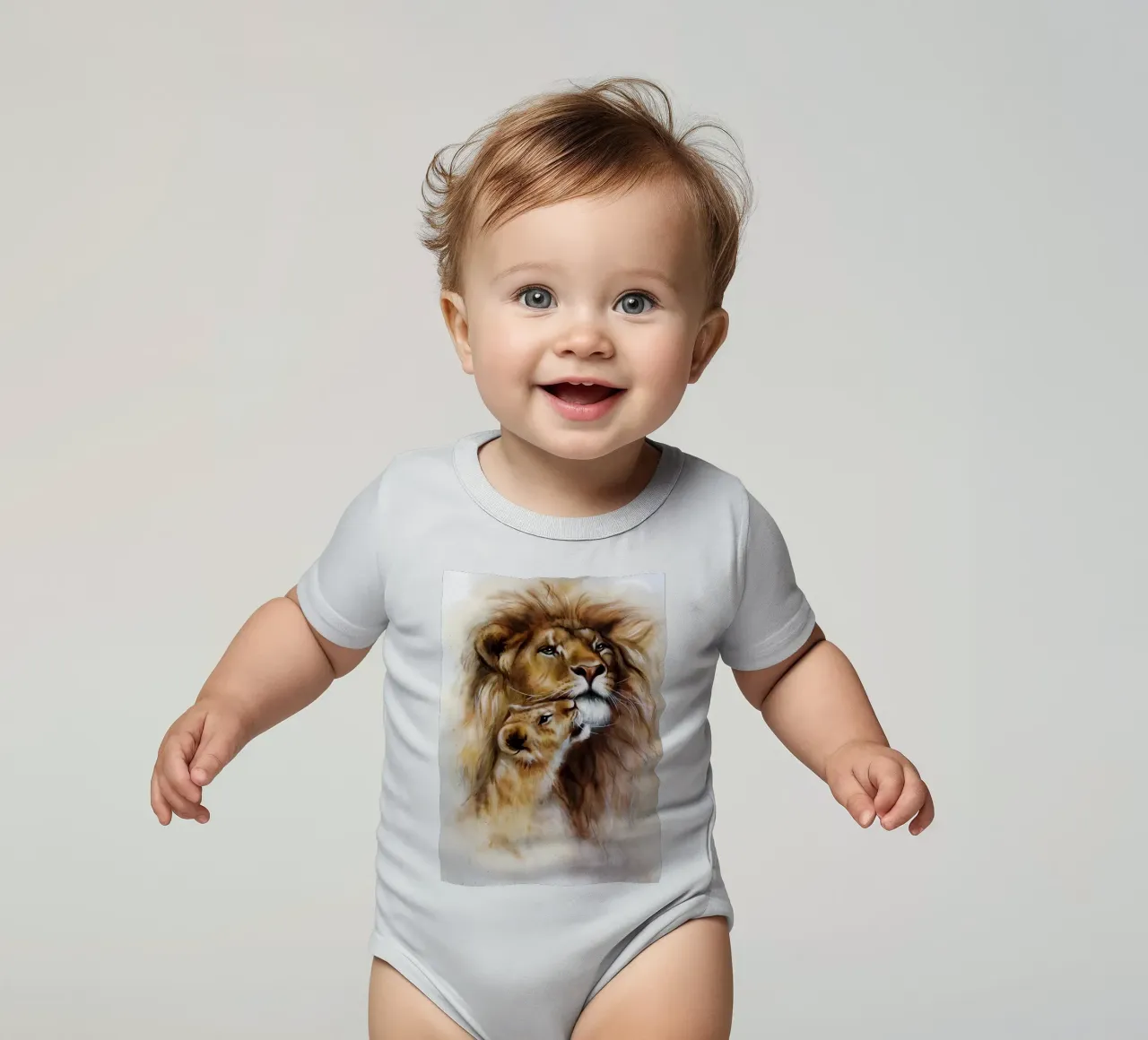 Leeuwen Liefde babyrompertje korte mouwen van Mikesell