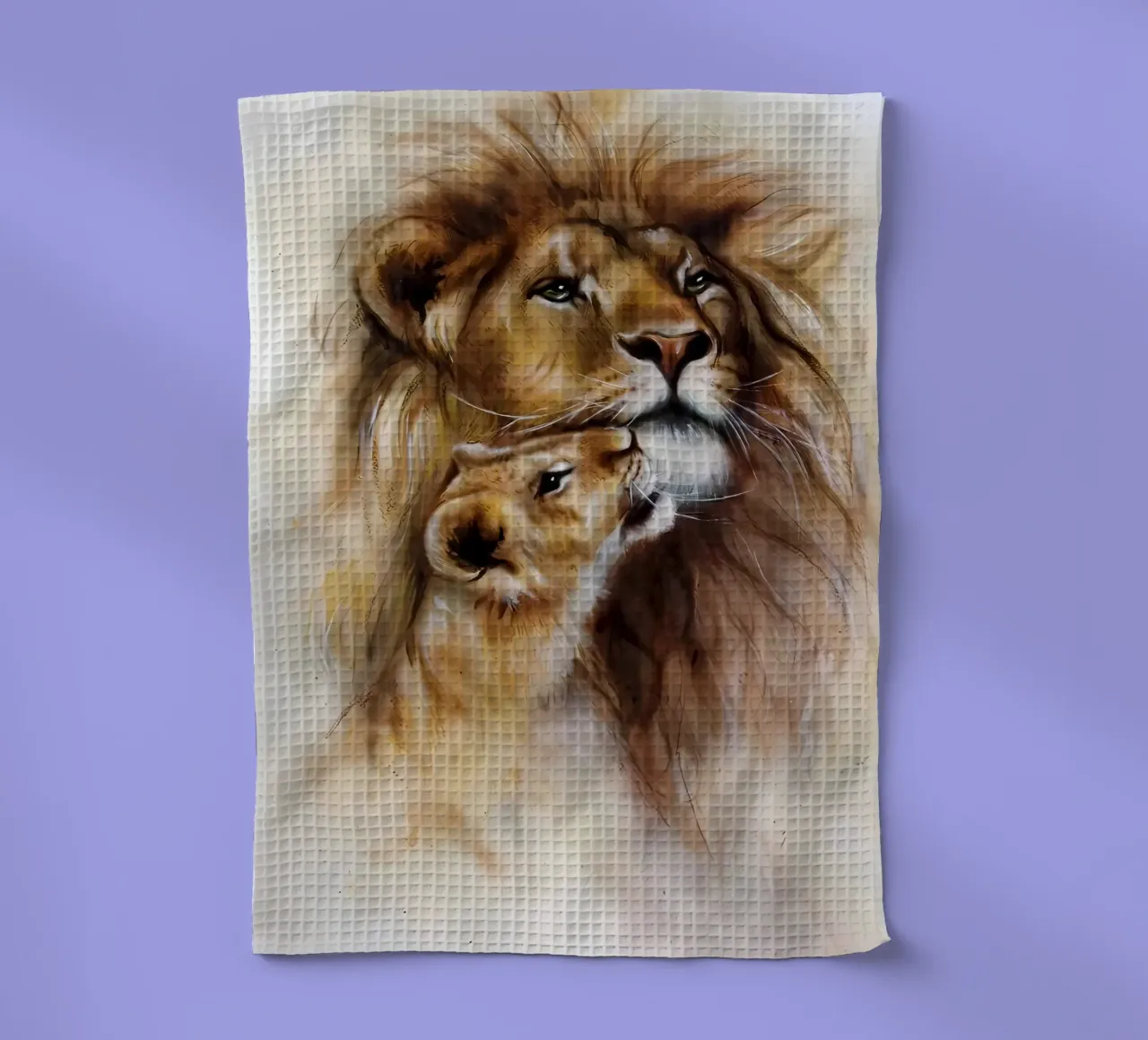 Leeuwen Liefde theedoek van Mikesell