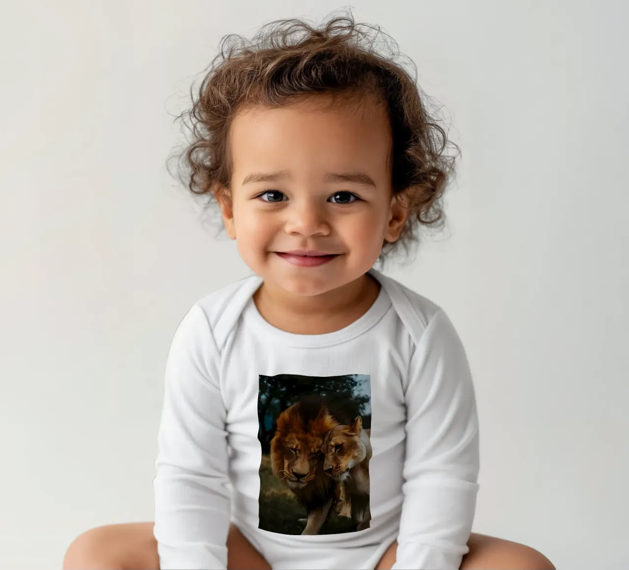 Leeuwen Liefde babyrompertje lange mouwen van Mikesell