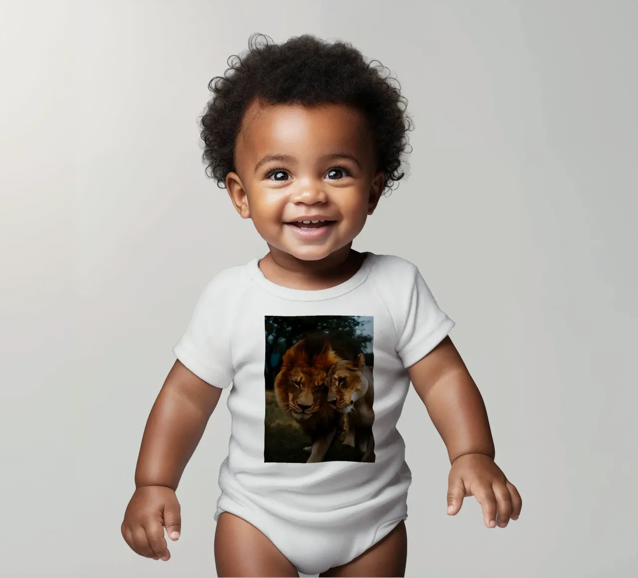 Leeuwen Liefde babyrompertje korte mouwen van Mikesell