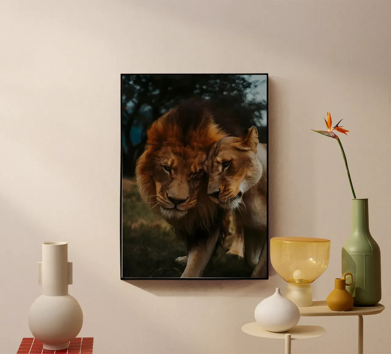 Leeuwen Liefde acryl van Mikesell