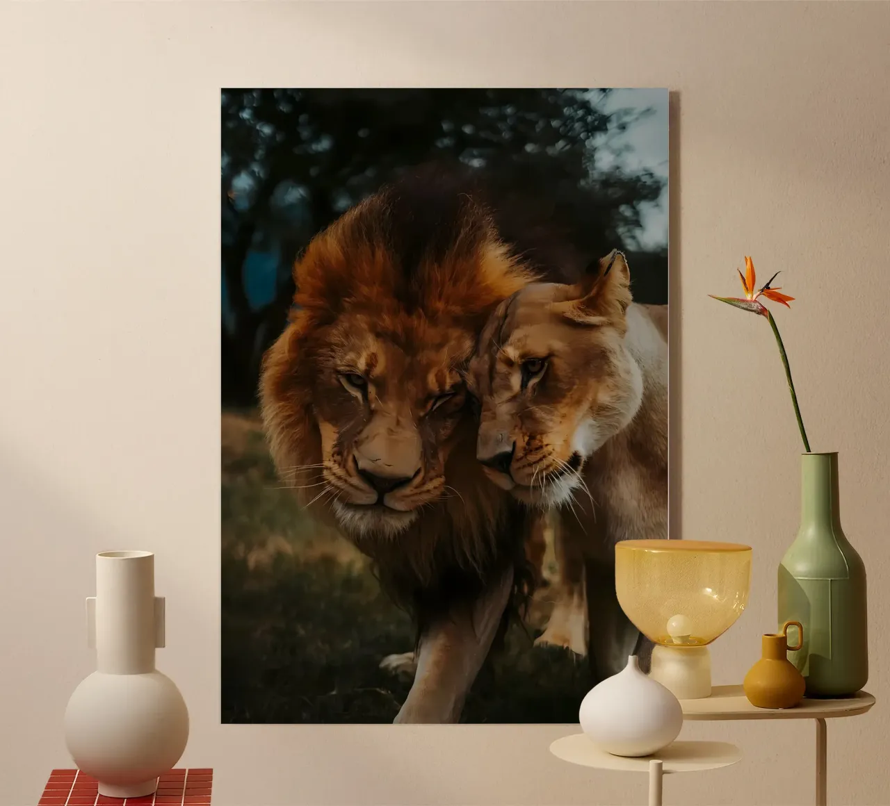 Leeuwen Liefde acryl van Mikesell