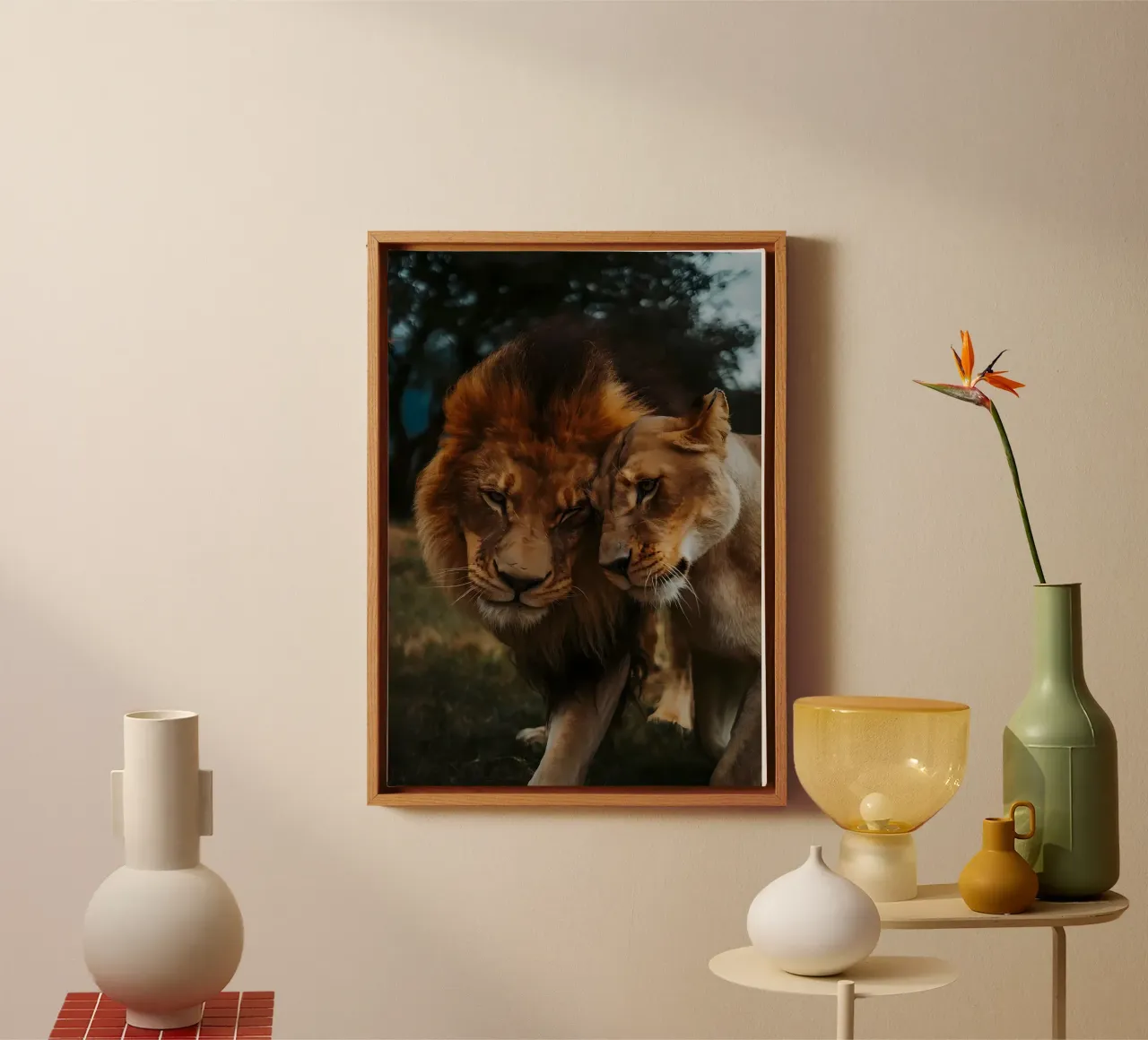 Leeuwen Liefde canvas van Mikesell