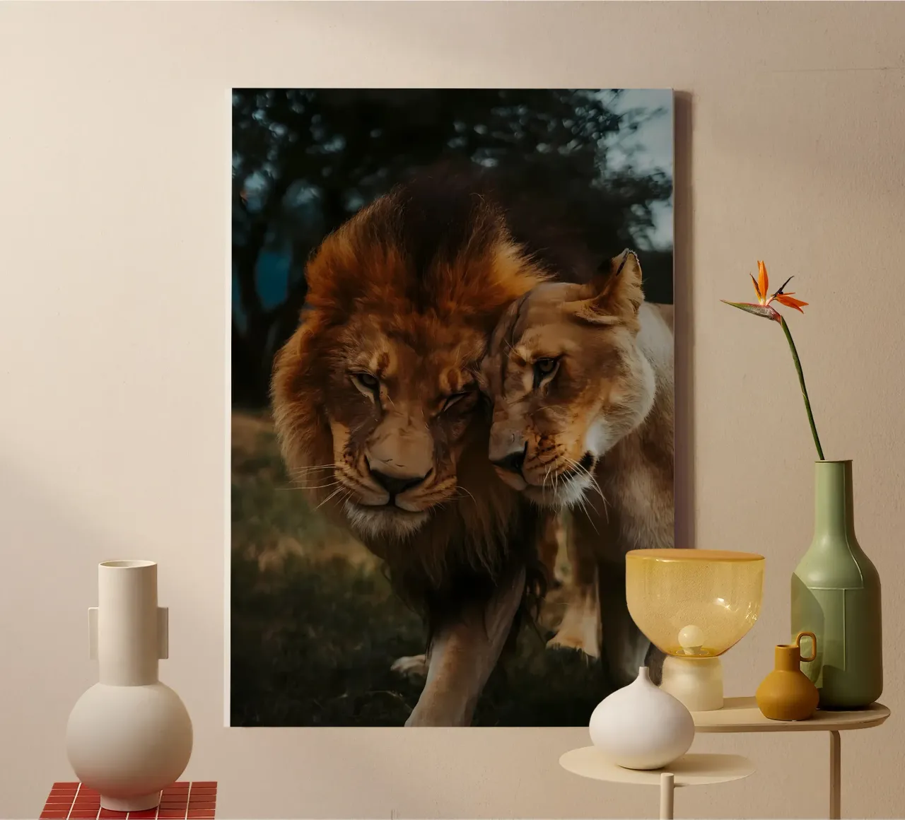 Leeuwen Liefde canvas van Mikesell