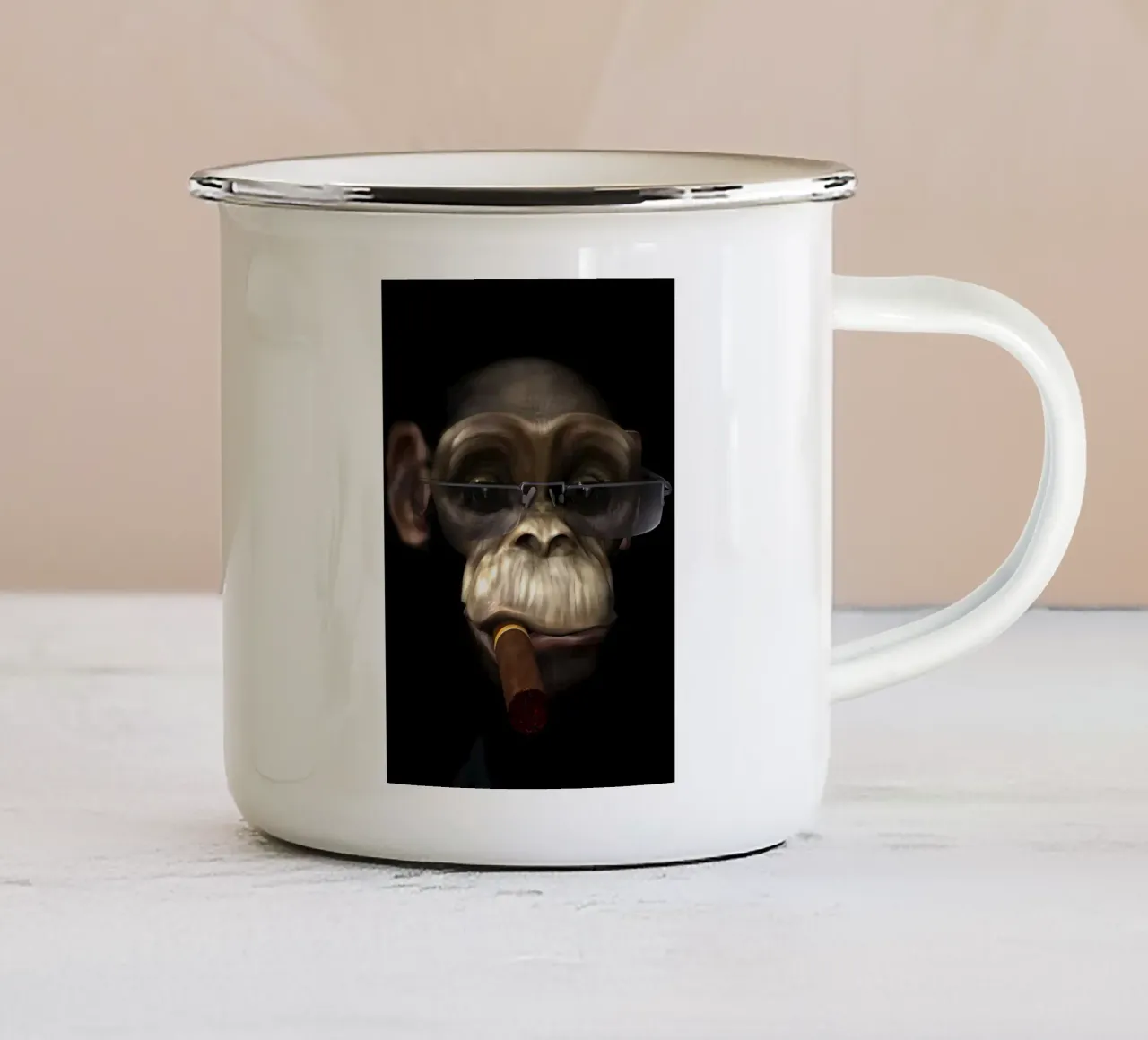 Sigaro Hipster Scimpanzé tazza in smalto da Mikesell