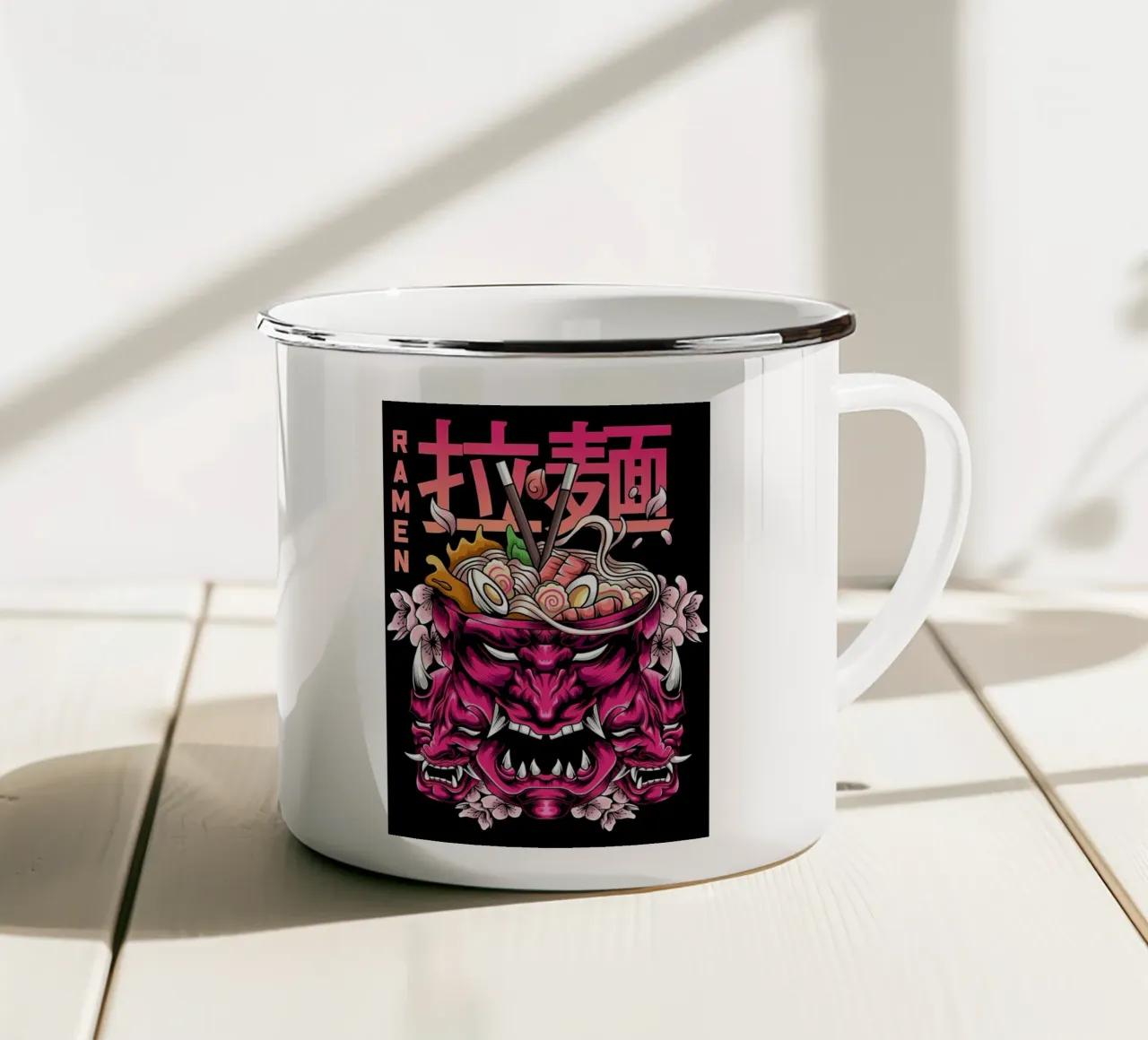 Ramen Samurai tazza in smalto da Mikesell