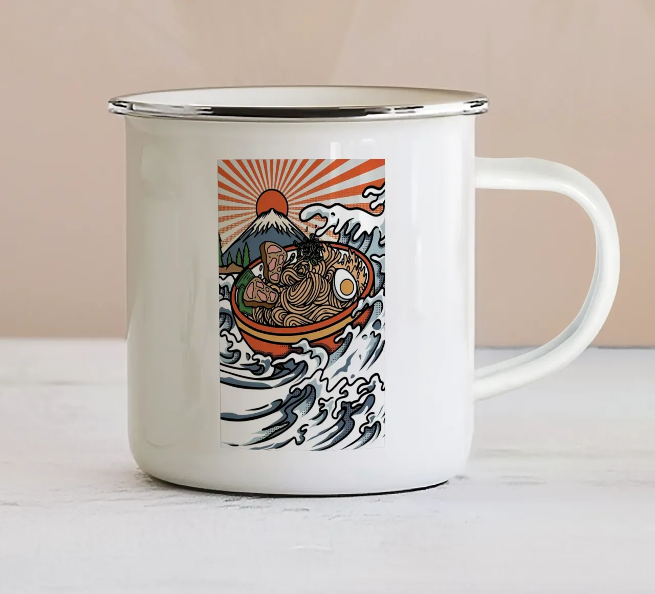 Grande onda di ramen tazza in smalto da Mikesell