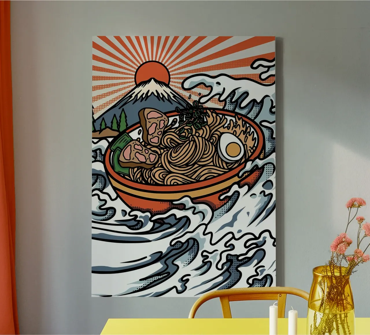 Grande onda di ramen tela con Cornice a cassetta da Mikesell