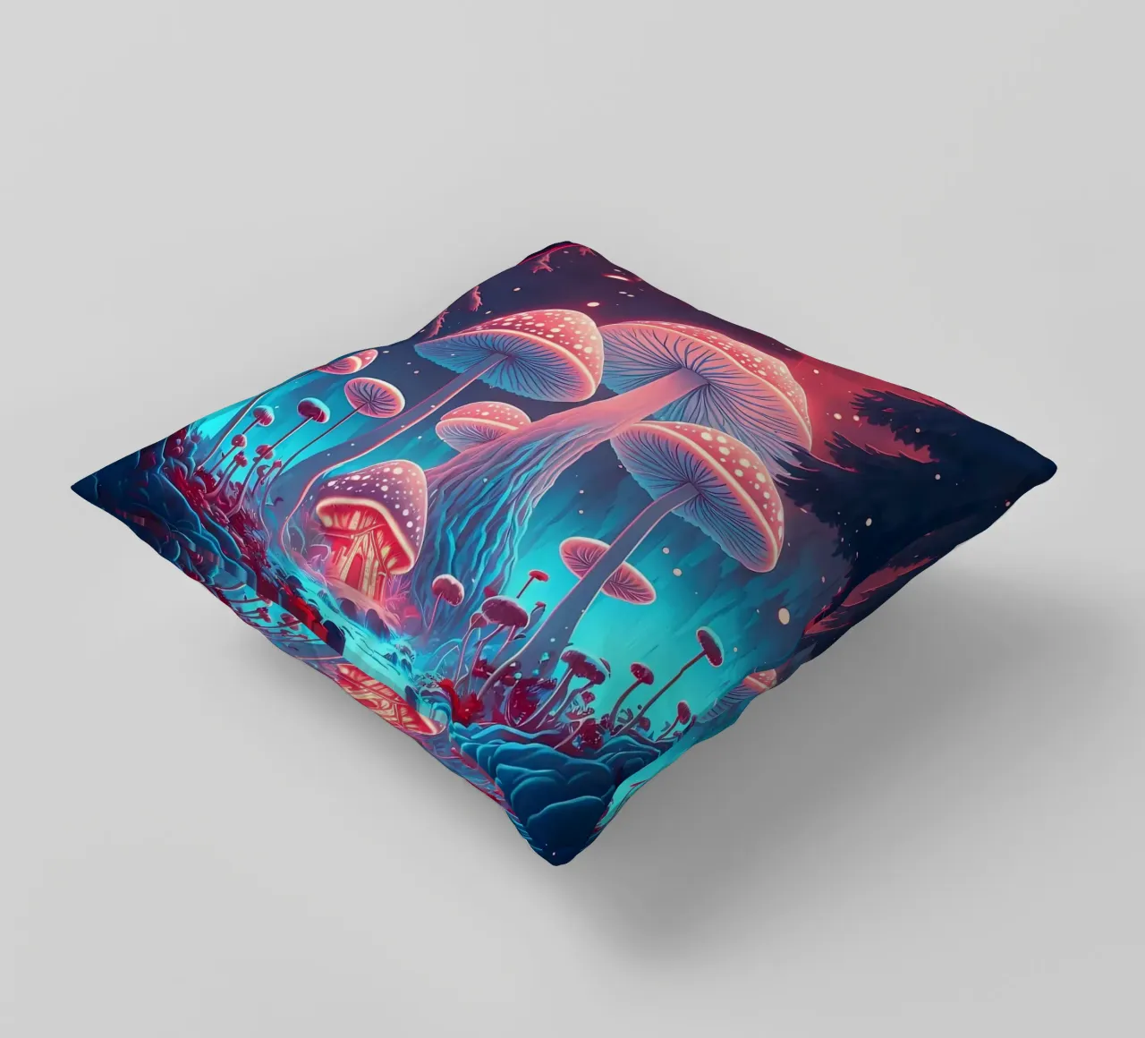 Psychedelic Mushroom Art decorative cushion by Mikesell