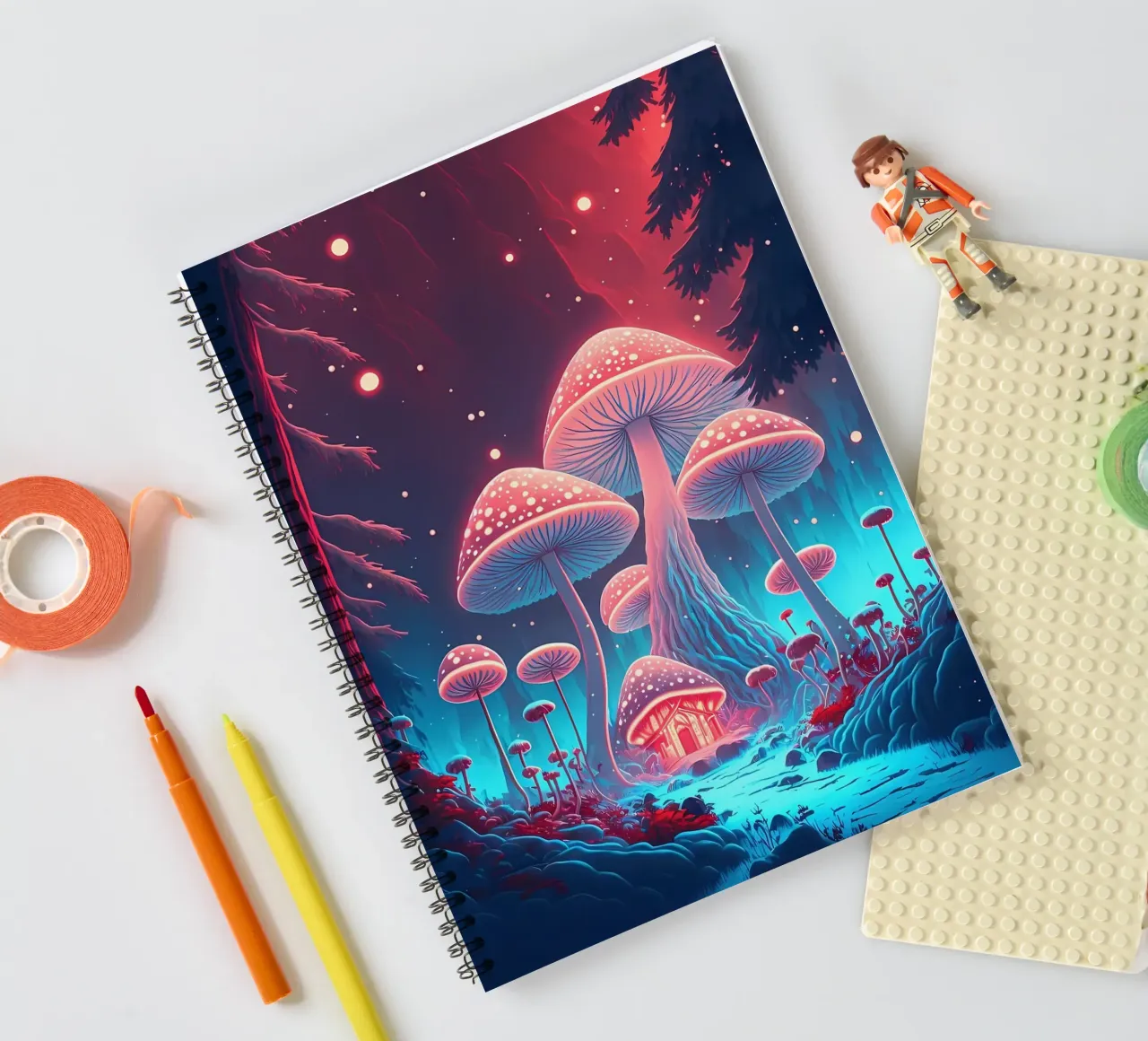 Psychedelic Mushroom Art spiral notebook by Mikesell