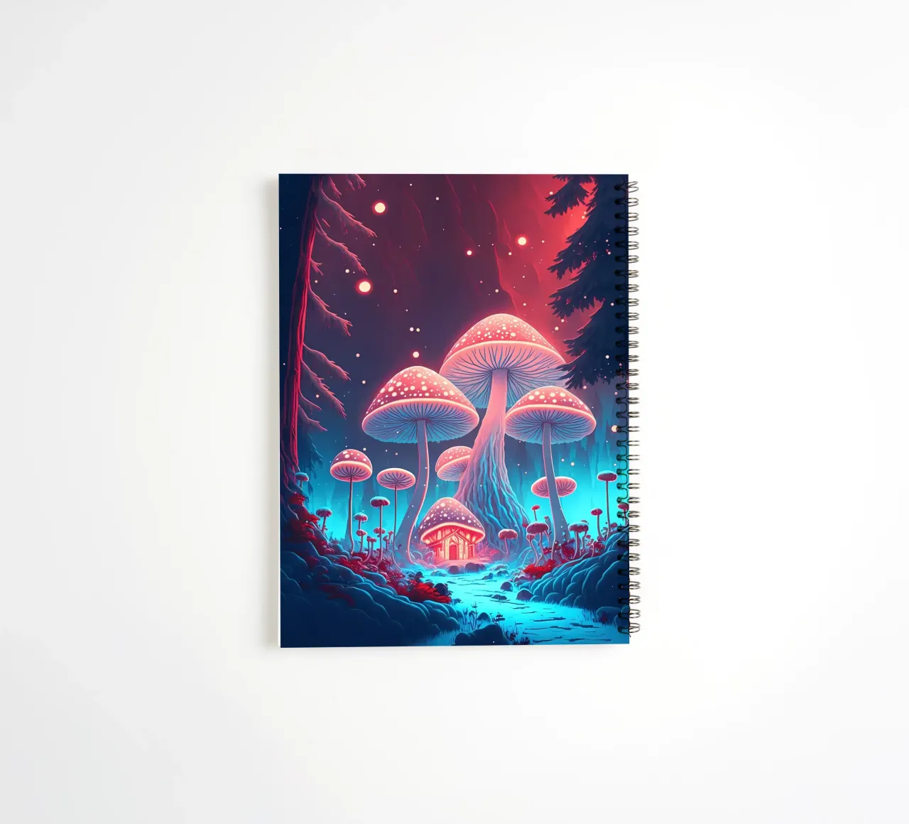 Psychedelic Mushroom Art spiral notebook by Mikesell