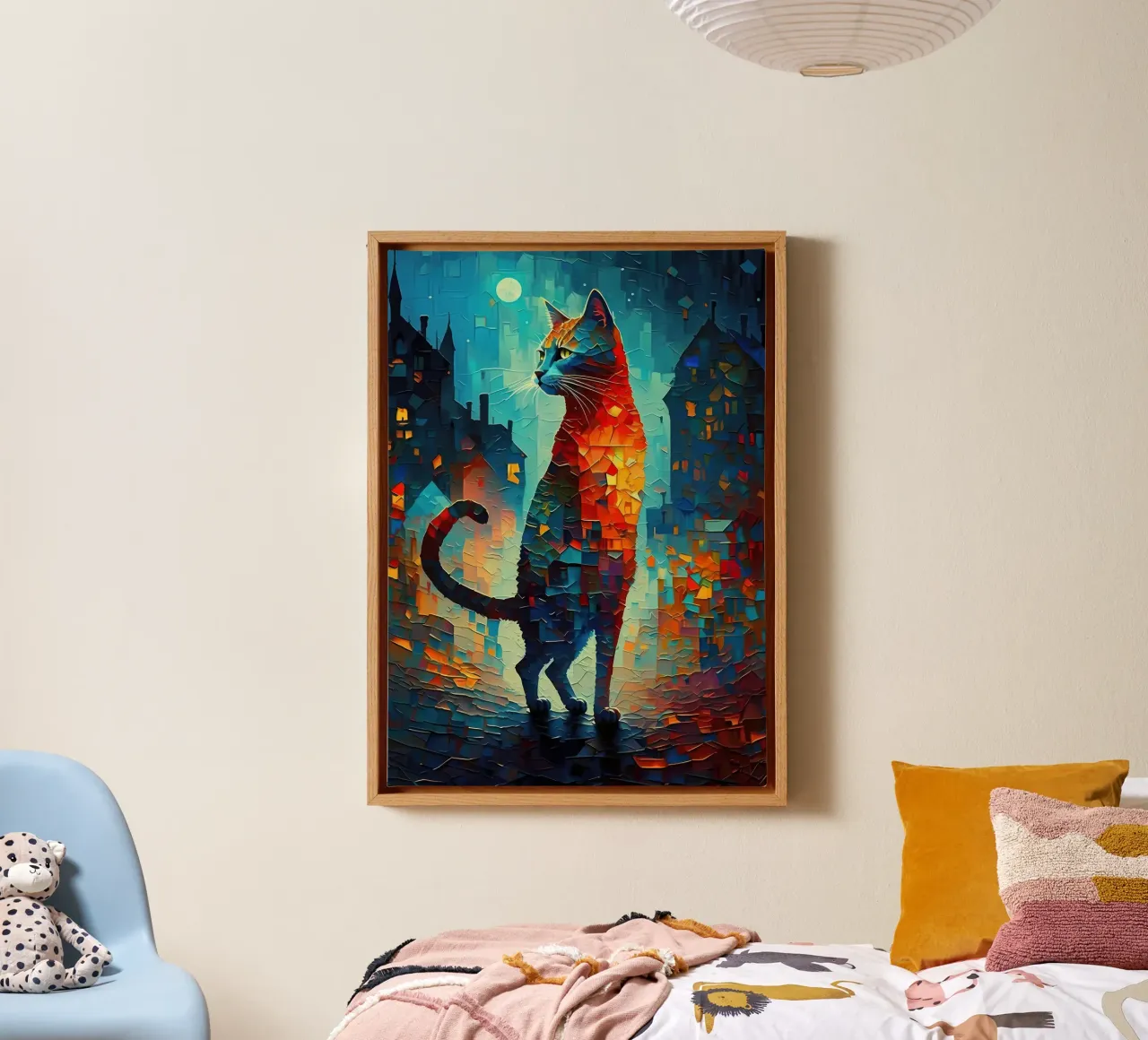 Abstract Cat schilderij canvas met Baklijst van Mikesell