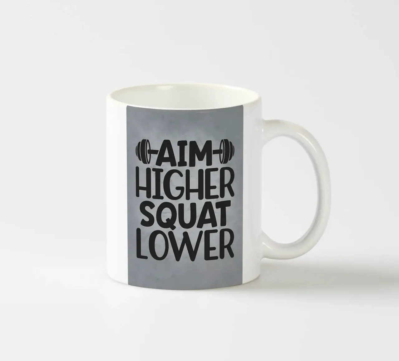 Aim Higher Squat Lower taza de cerámica de Farryn