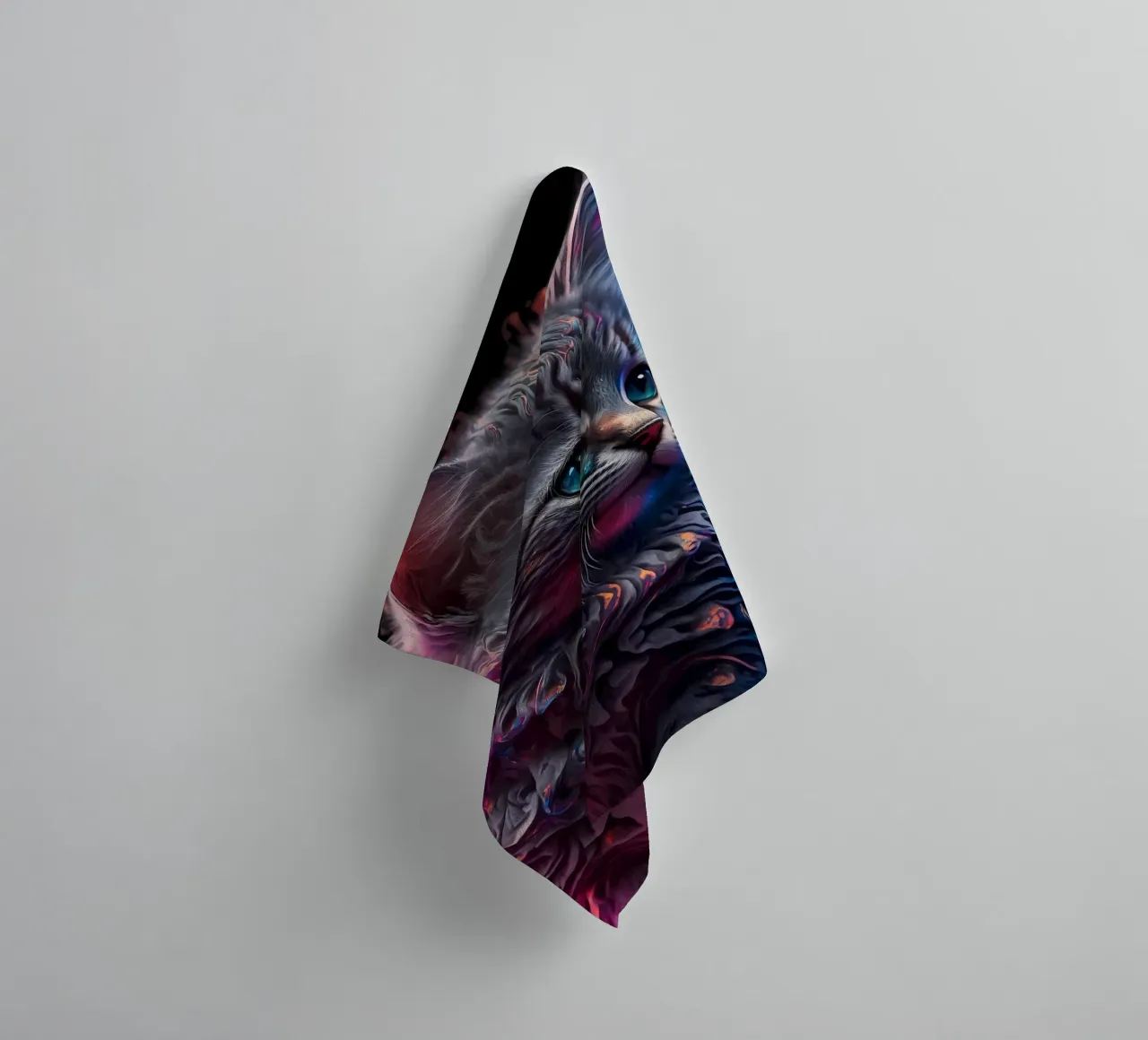 Abstract Cat Portrait towel by Mikesell