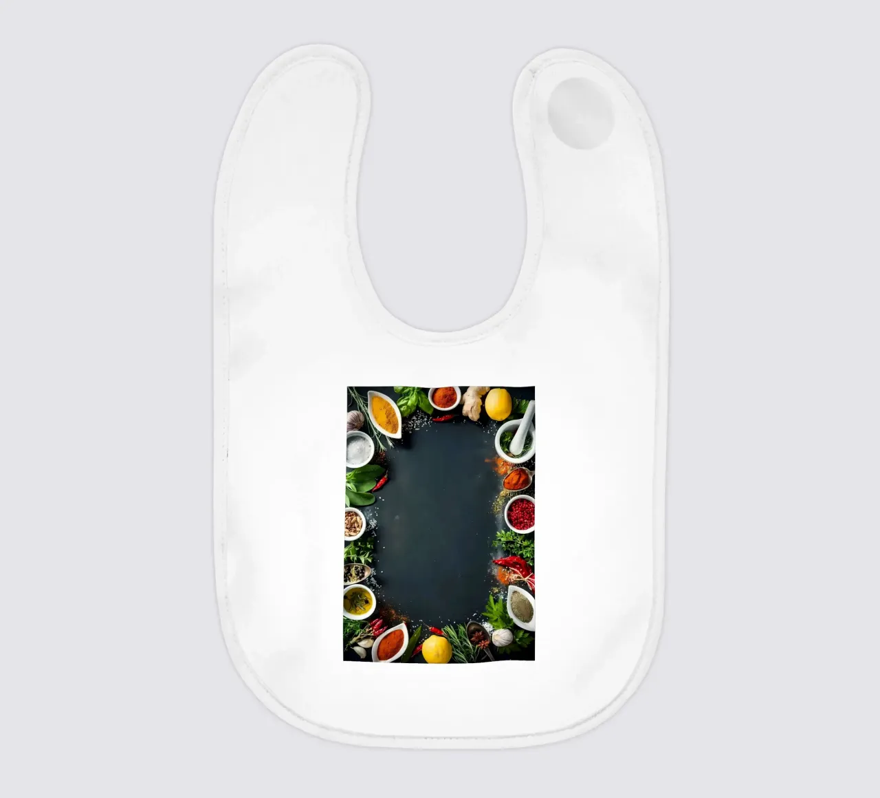 Spices Food and Kitchen baby bib by Mikesell