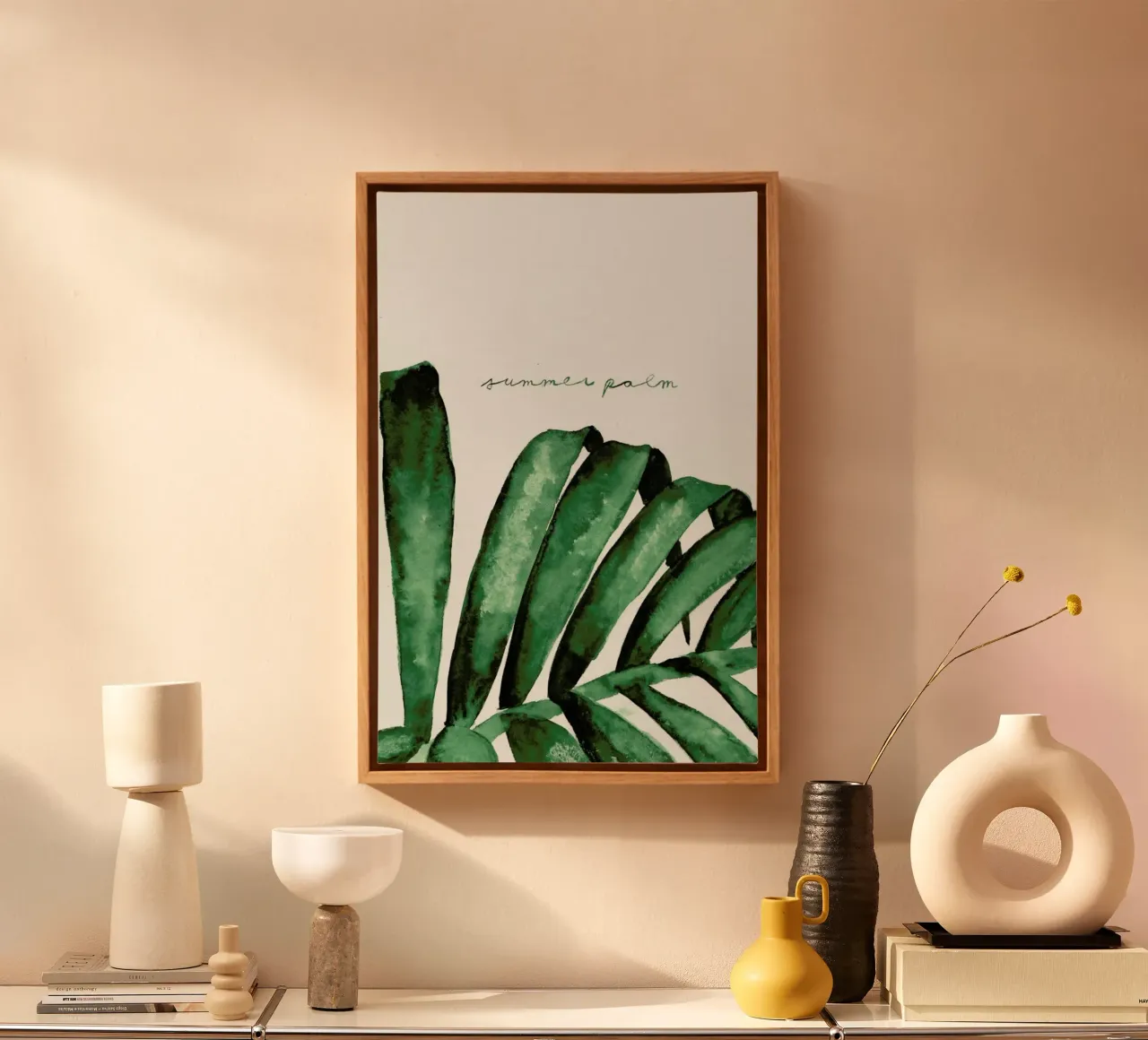 Summer Palm canvas with Floater frame by Nathys_illustration