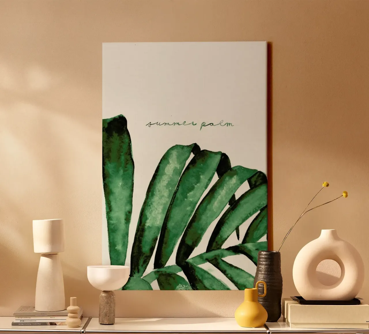 Summer Palm canvas with Floater frame by Nathys_illustration