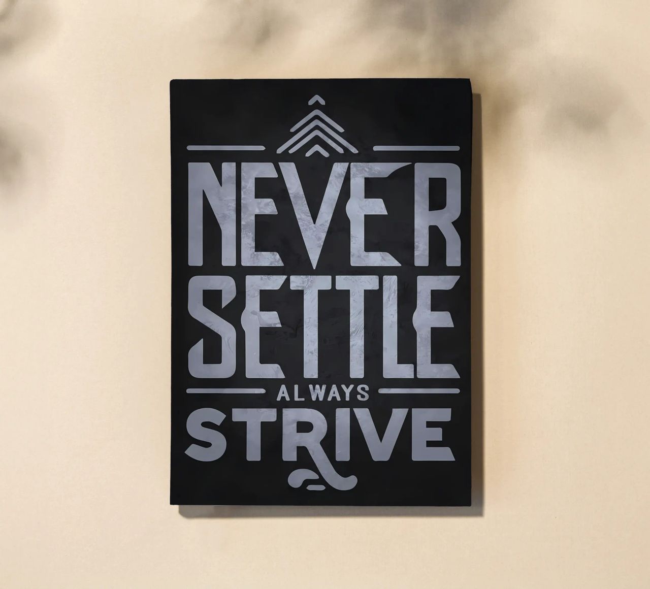 Never Settle Always Strive notebook by Bassy