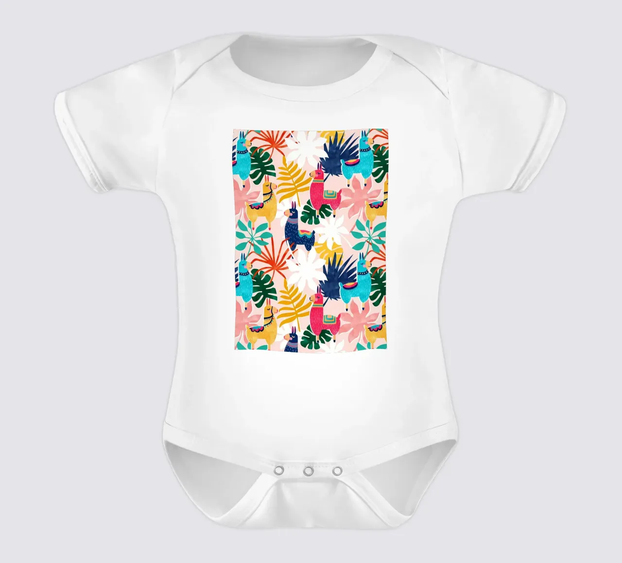 Keep Being Llamazing short-sleeve baby romper by Ginnery