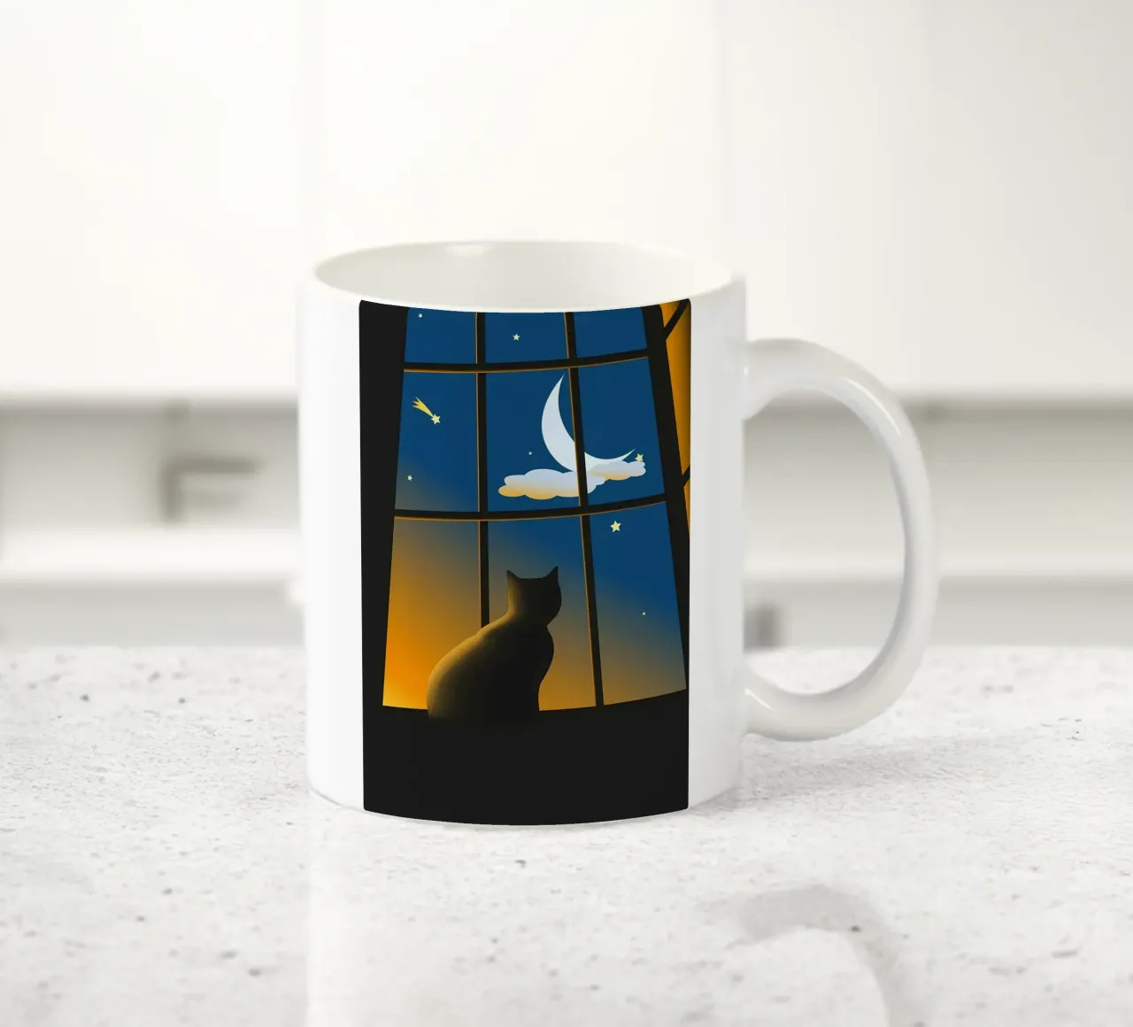 Gatto Luna e Stelle tazza in ceramica da Mikesell