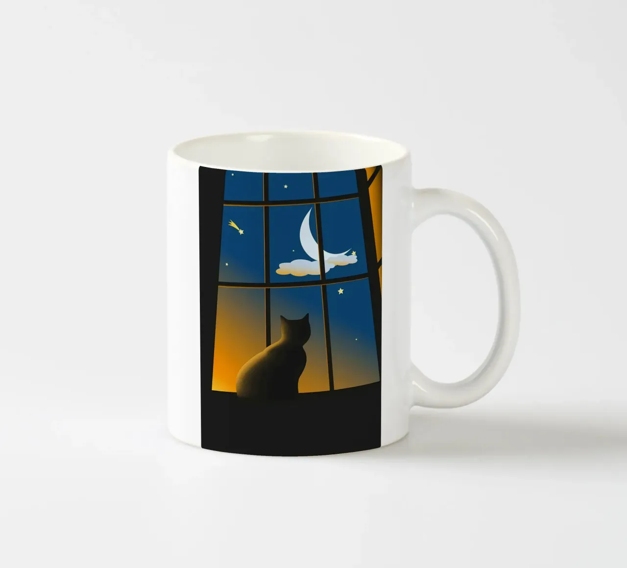 Gatto Luna e Stelle tazza in ceramica da Mikesell