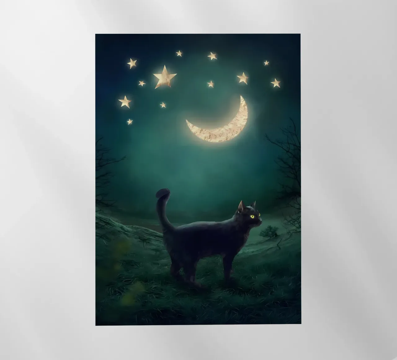 Gatto Luna e Stelle pellicola backlit da Mikesell