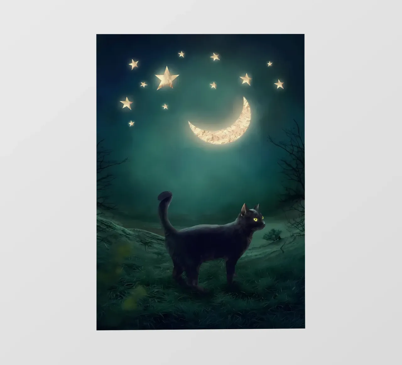 Gatto Luna e Stelle pellicola backlit da Mikesell