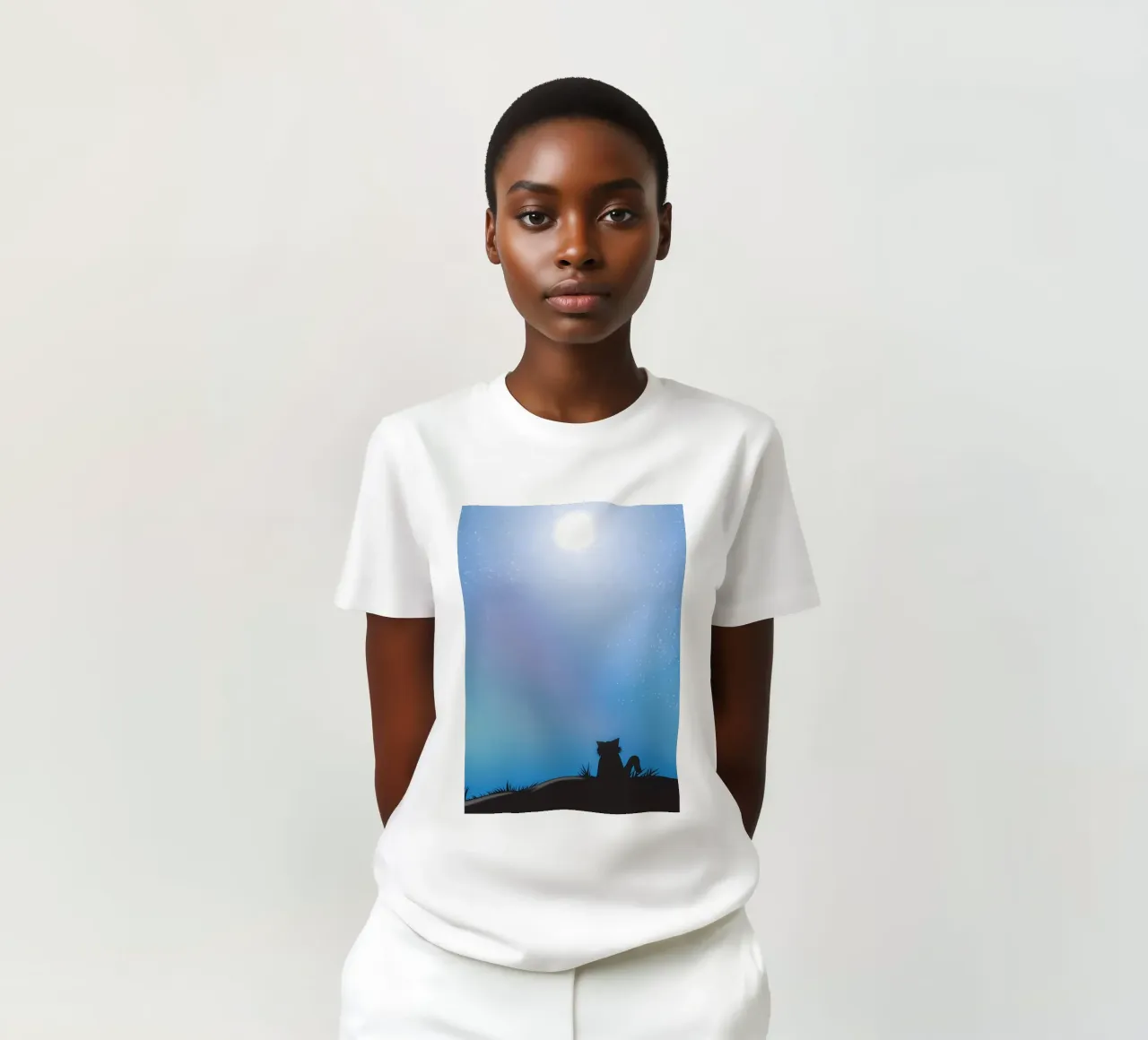 Katze Mond und Sterne T-Shirt von Mikesell