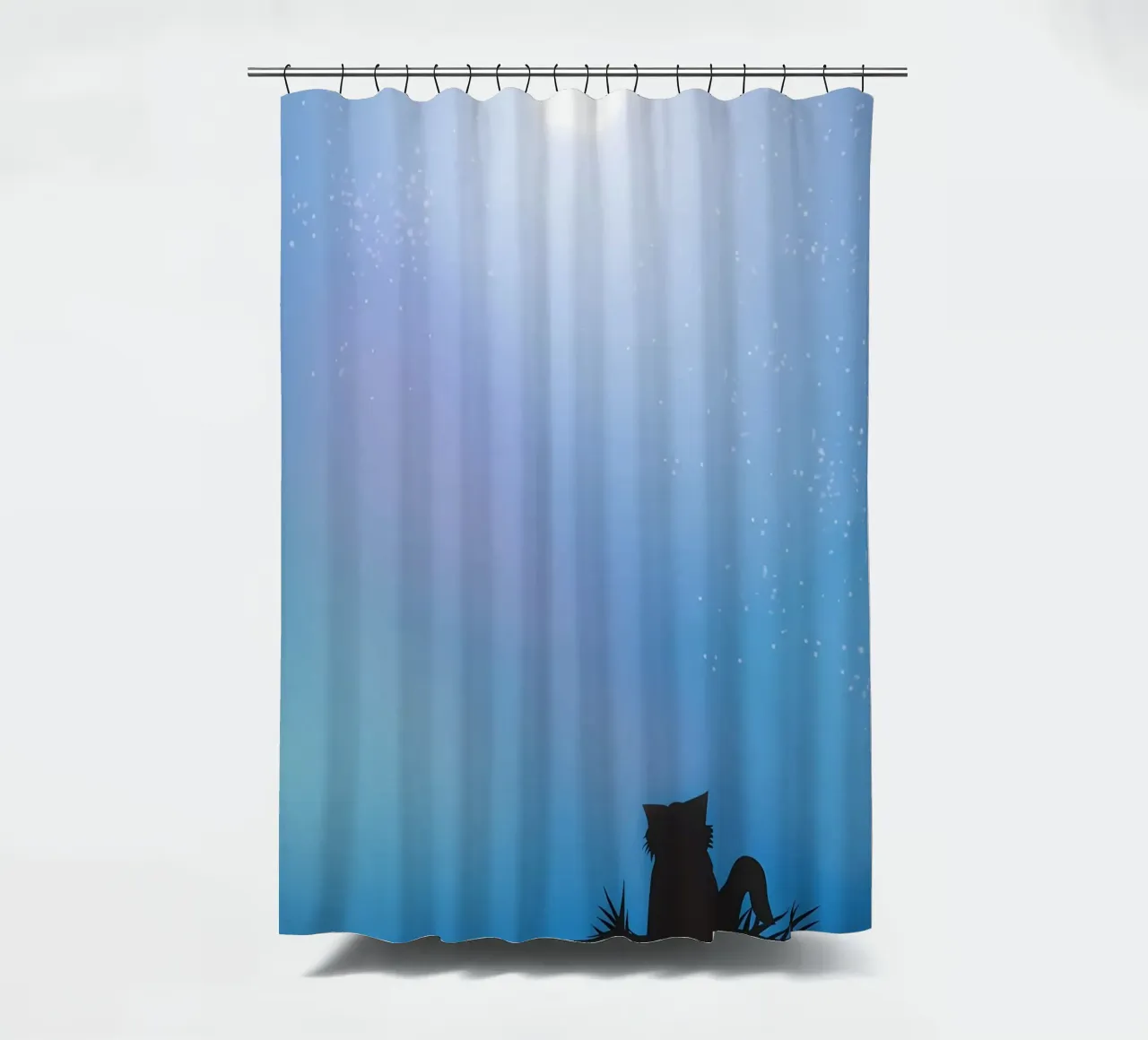 Cat Moon and Stars shower curtain by Mikesell
