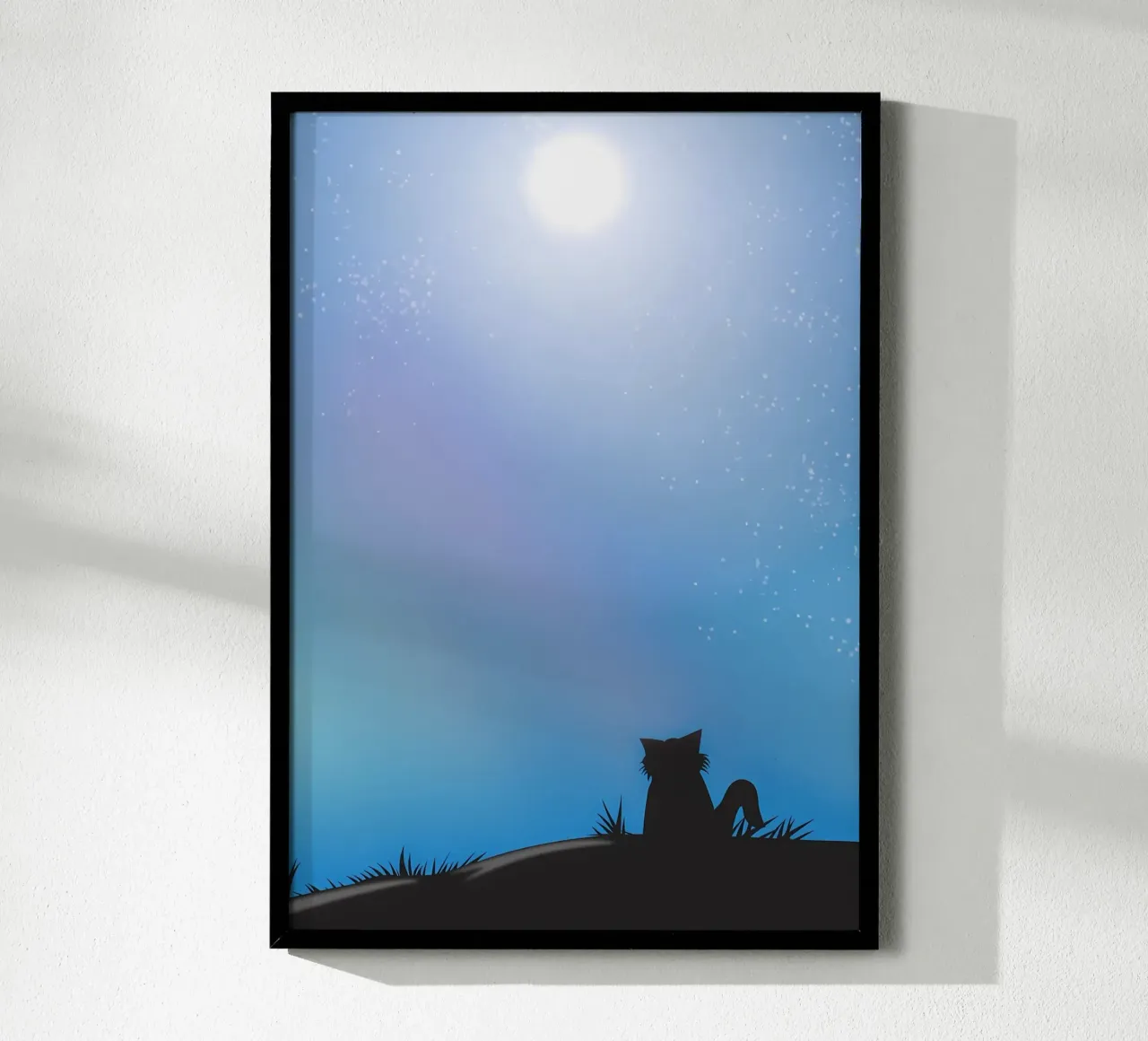 Gatto Luna e Stelle carta hahnemühle da Mikesell