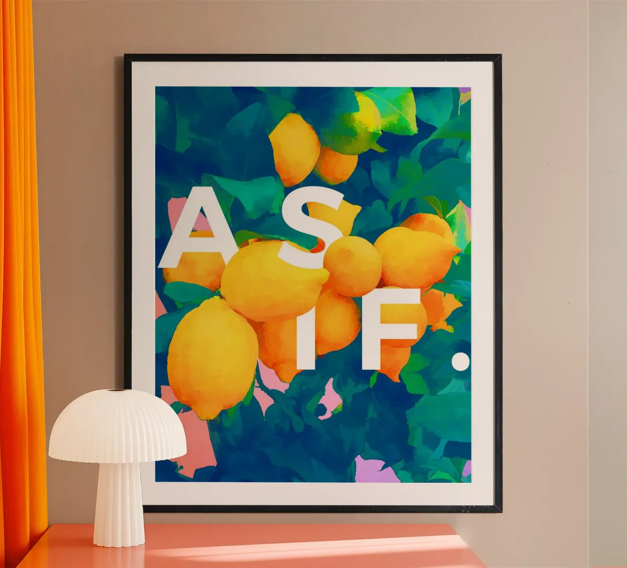 As If Citazione tipografica Limoni Pittura botanica poster con telaio in plastica da 83oranges