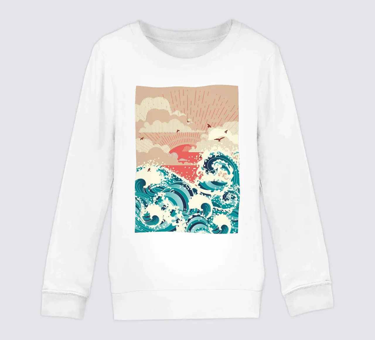 Great Wave Off Kanagawa kids sweatshirt by Mikesell