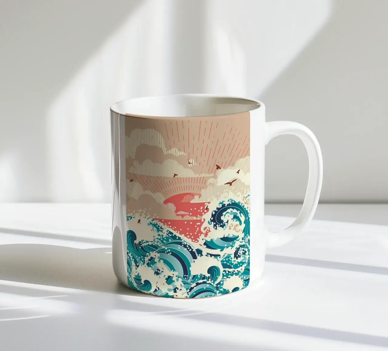 Große Welle vor Kanagawa Keramik Tasse von Mikesell