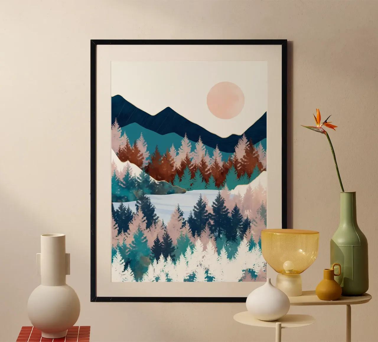 Alberi estivi poster con telaio in alluminio da Ginnery