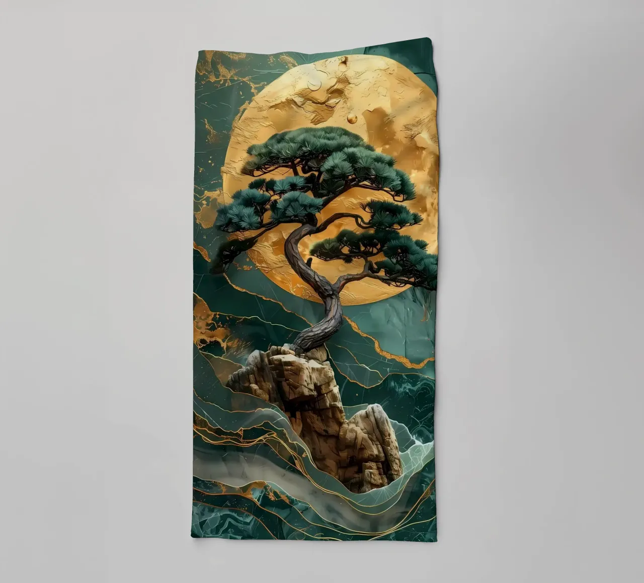Retro Japans dorp badhanddoek van Mikesell