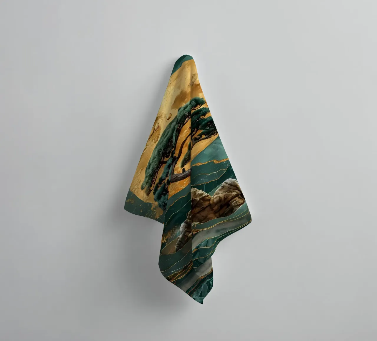 Retro Japans dorp badhanddoek van Mikesell
