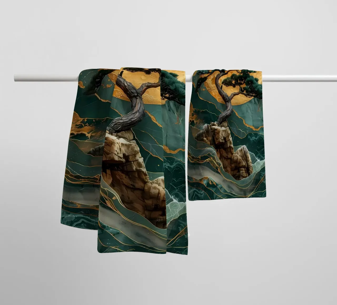 Retro Japans dorp badhanddoek van Mikesell